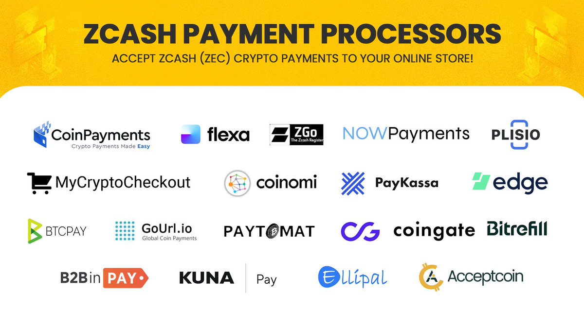 If you own a business, start accepting Zcash today! To accept Shielded ZEC  use ZGo + WooCommerce 🟧 https://t.co/7boZmWJkhm 🟧 Other payment  processors: