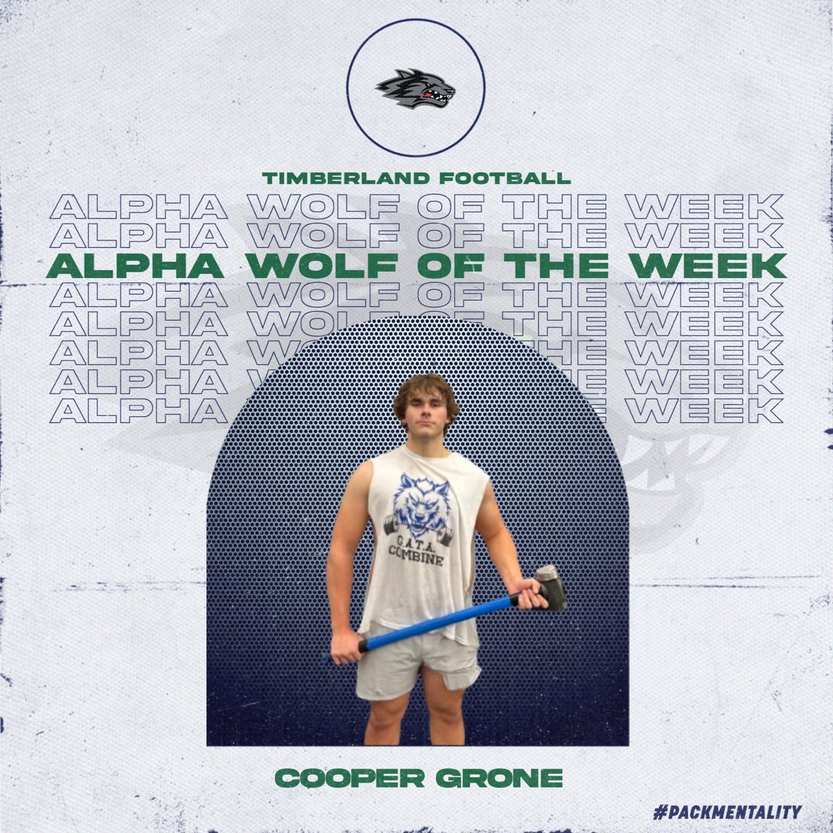 FootballTHS's tweet photo. Progress made on a short week. Need to be able to do it again next week. Congrats to our Alpha Wolf of the Week @Cooper_Grone! https://t.co/BAHVY6ezZA
