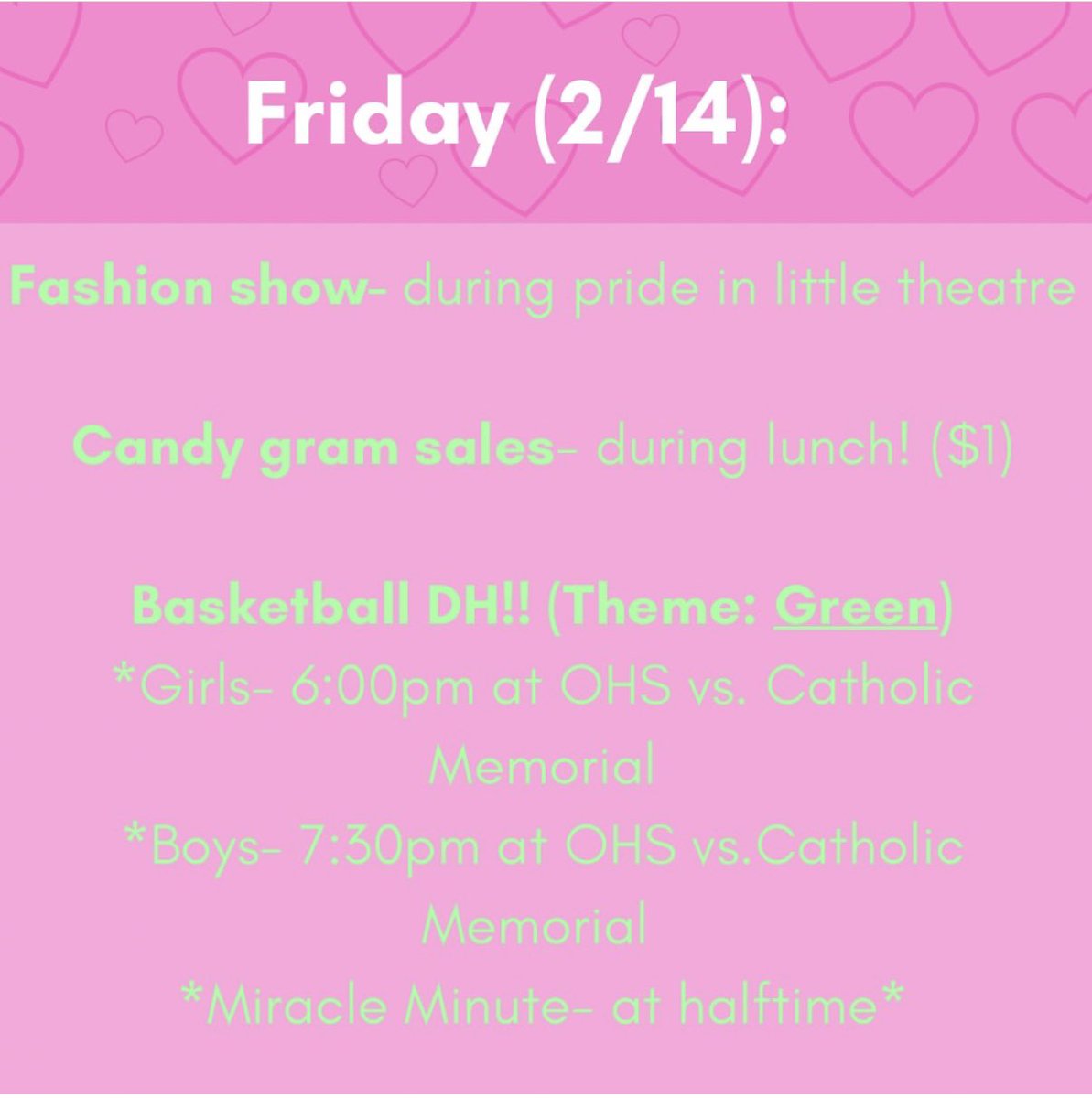 ❤️ Feel the Love February ❤️ is a great event put on by Ocon Student Council to raise awareness for mental health and spread positivity!  Join us tomorrow for the girls and boys double header vs CMH to help spread some love! #oconpride #Family 💜🏀💛