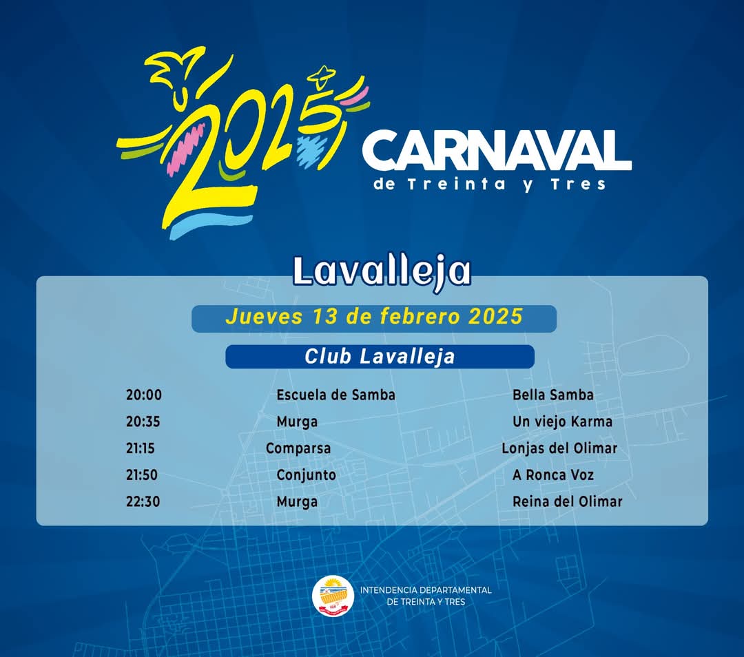 Programación en tablados para hoy. 
#CarnavaldeTreintayTres