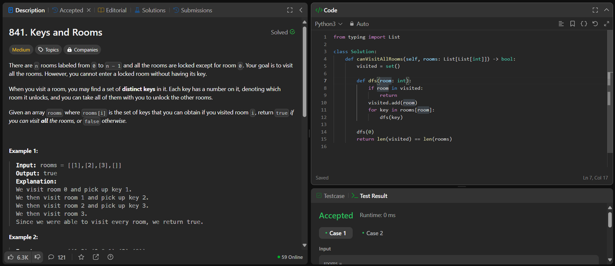 the_algorhythm's tweet image. Day 44 of #LeetCode75! 🔑 Solved "Keys and Rooms" using DFS to explore all accessible rooms. ✅ #GraphTraversal #DFS #LeetCode