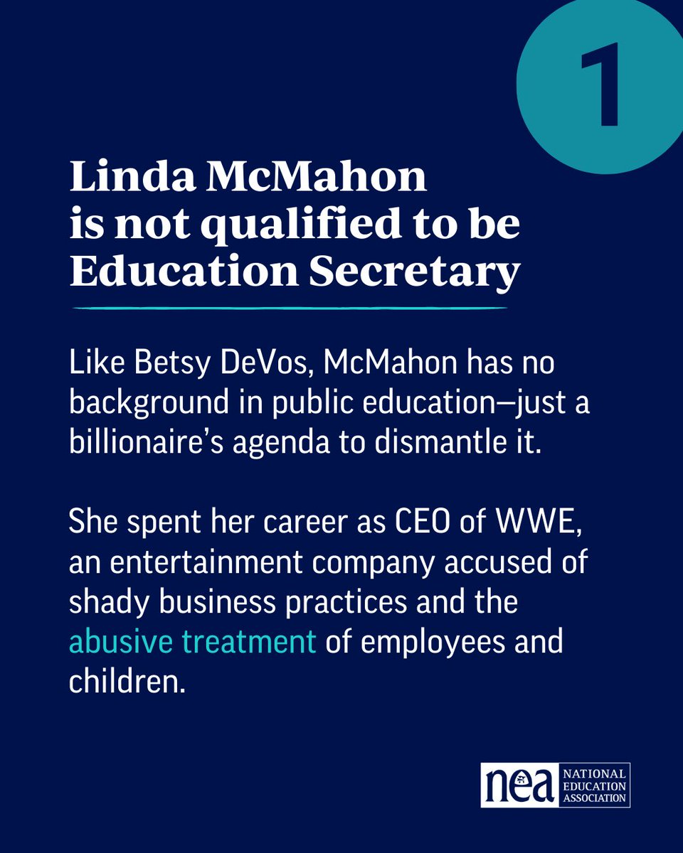 We’re here at the Senate Building with our <a href="/NEAToday/">NEA</a> sisters and brothers to oppose the nomination of Linda McMahon. Different billionaire. Same anti-education playbook.