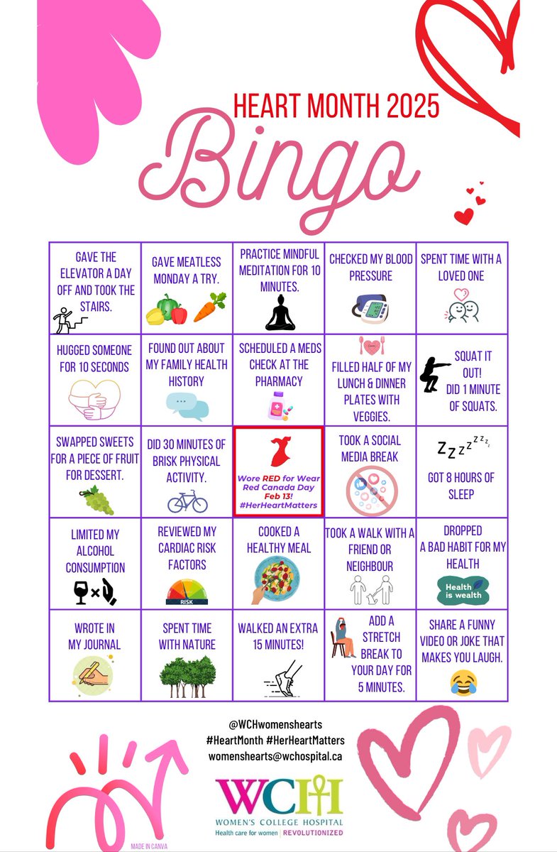 Women's Cardiovascular Health Initiative (@wchwomenshearts) on Twitter photo This #HeartMonth Join <a href="/WCHwomenshearts/">Women's Cardiovascular Health Initiative</a> & <a href="/WCHospital/">Women's College Hospital</a> and play the Heart ❤️ Smart Bingo 2025! #WearRedCanada #HerHeartMatters #CardiacRehab
Watch the video to see what our cardiology team will do….
youtube.com/shorts/xiJwOgq… This #HeartMonth Join <a href="/WCHwomenshearts/">Women's Cardiovascular Health Initiative</a> & <a href="/WCHospital/">Women's College Hospital</a> and play the Heart ❤️ Smart Bingo 2025! #WearRedCanada #HerHeartMatters #CardiacRehab
Watch the video to see what our cardiology team will do….
youtube.com/shorts/xiJwOgq…