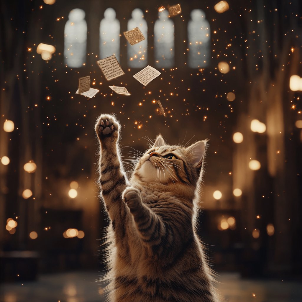 odyssey61734339's tweet image. 『魔法のページに夢中！』 'Entranced by magical pages!' ✨📜🐾 #magiccat #猫の魔法