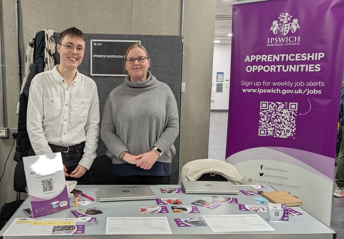 Thank you to everyone who came along to the University of Suffolk’s event yesterday to find out more about our Apprenticeships! 

If you missed it, don’t worry there’s plenty of information on our website: ipswich.gov.uk/education-and-… 

You can see our latest Apprenticeship vacancies