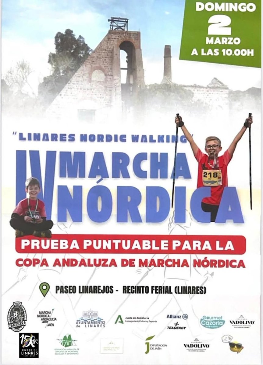 El Proximo 2 de Marzo a las 9:30  de la Mañana nuestro club va a participar en la IV Marcha Nordica  que sera puntuable para la  Copa de Andalucia y se celebrará  en el entorno del Paseo de Linarejos y del Parque Multiusos del Pisar.