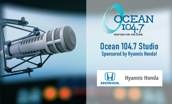 Ocean 104.7 Studio Sponsored by Hyannis Honda!

Listen to Ocean 104.7 for a blend of today’s hit music and recent favorites from artists like Sheryl Crow, Adele, Sting, Billy Joel, John Mayer, The Eagles, Fleetwood Mac, Colbie Caillat, Steely Dan, and more
ocean1047.com/ocean-studio-s…