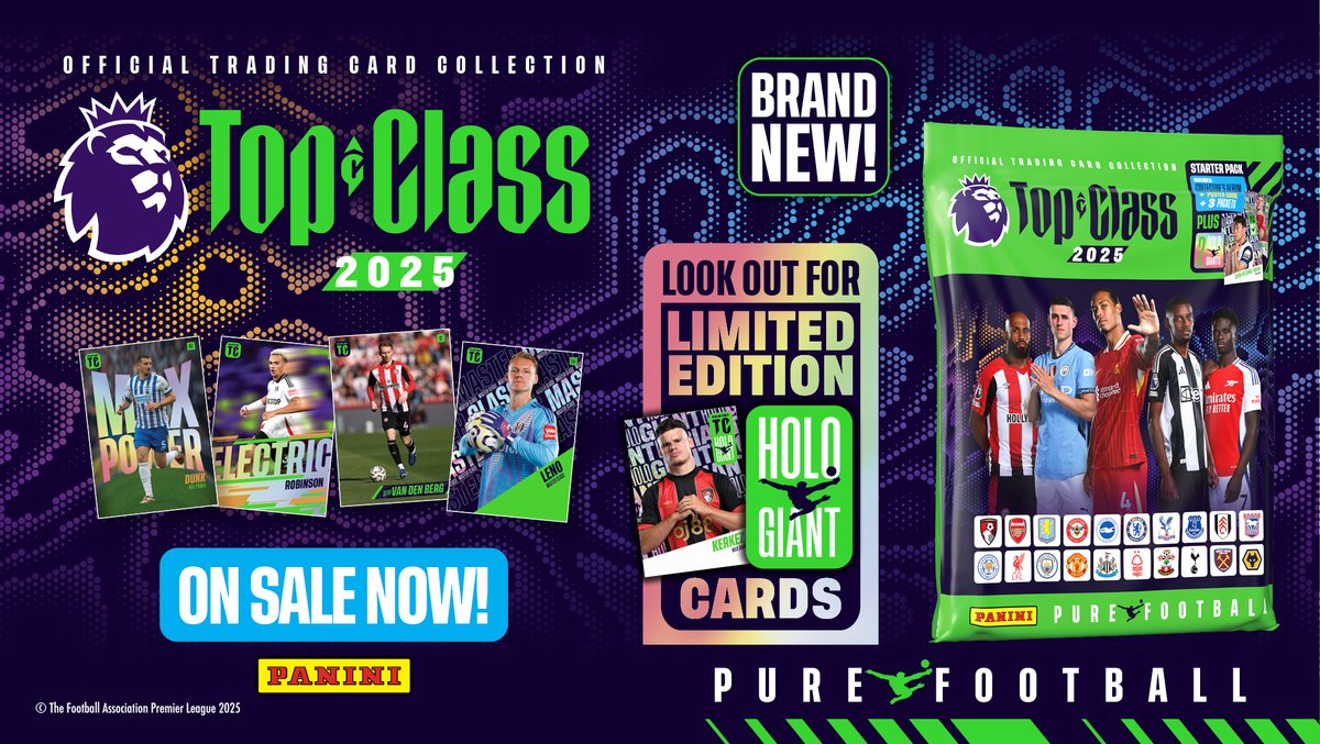 BRAND NEW! In stock on the Panini online store - Premier League Top Class 2025 Official Trading Card Collection Starter Packs and Multipacks!
If pre-ordering another item, orders aren't sent until all are in stock. Please place separate orders if required!
bit.ly/4hykT0S