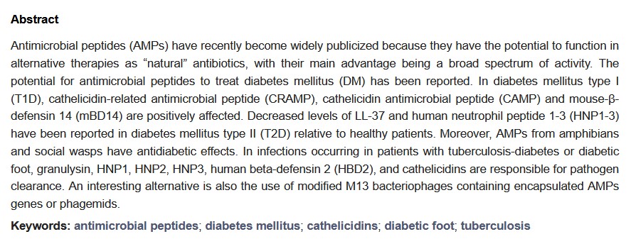 🩺 Editor’s Choice Paper
"Therapeutic Role of Antimicrobial Peptides in Diabetes Mellitus"
👋By Julia Depta et al. 
Could antimicrobial peptides offer new therapeutic possibilities for diabetes management? 
📖 Read here:mdpi.com/2673-8449/2/1/8
#Diabetes #AntimicrobialPeptides