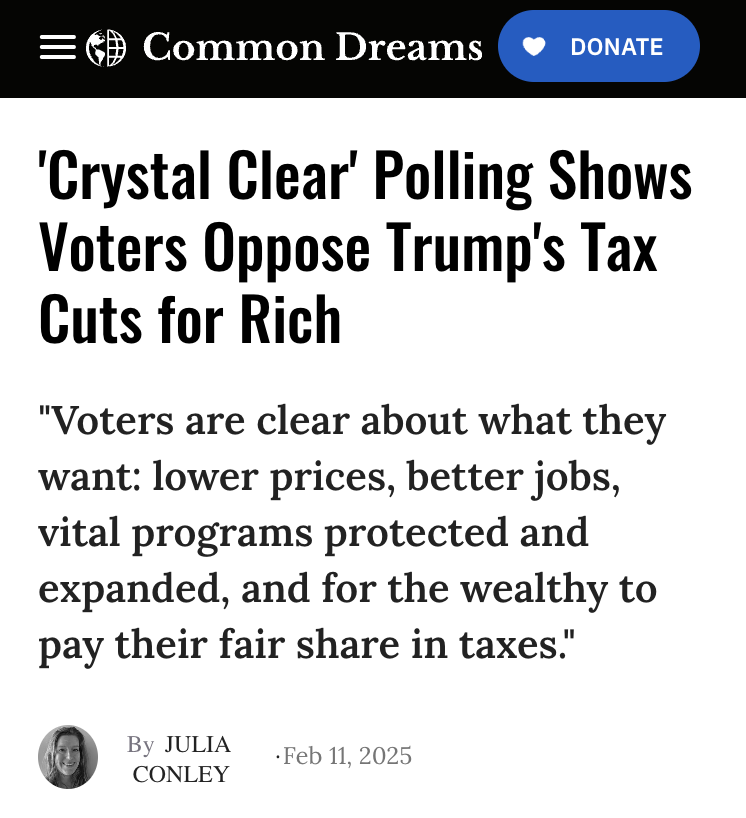 4TaxFairness's tweet photo. Voters don't want their healthcare cut, their student loan payments hiked, and their goods price-gouged to pay for tax breaks for the rich.

This is the con.

Trump and Republicans don't care what the people want.

They're doing this for the billionaires. https://t.co/U7l3Epyd1Y