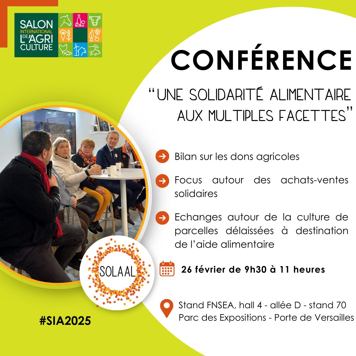 SOLAAL (@solaal_) on Twitter photo Ne manquez pas le rendez-vous annuel de SOLAAL !
En présence de <a href="/guillaumegarot/">Guillaume GAROT</a>, notre parrain.
#DonAgricole #SIA2025 #solidarité #foncier Ne manquez pas le rendez-vous annuel de SOLAAL !
En présence de <a href="/guillaumegarot/">Guillaume GAROT</a>, notre parrain.
#DonAgricole #SIA2025 #solidarité #foncier