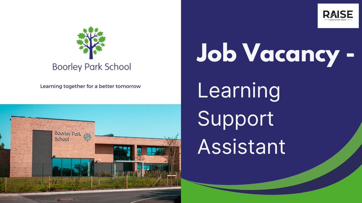 raise_recruit's tweet image. As a growing school we have an exciting opportunity for a #LearningSupportAssistant to join our team. The role will be varied and you will need to be adaptable and flexible.
mynewterm.com/jobs/147066/ED…
#SchoolSupportStaff #TermTimeJobs