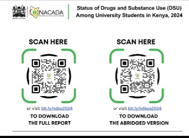 Status of Drugs and Substance Use among University Students in Kenya, 2024

To access the FULL and ABRIDGED REPORTS, scan the codes
