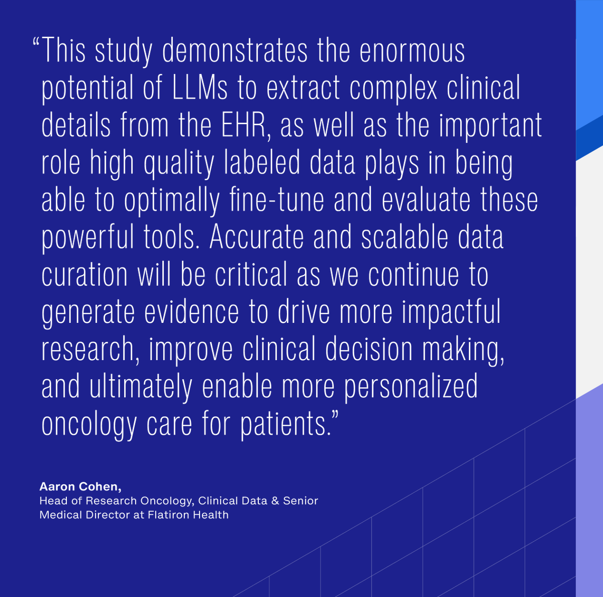 flatironhealth's tweet photo. New @flatironhealth research successfully utilized LLMs to extract PD-L1 details across 10 cancer types ⬇️ 

The methods described will enable researchers at Flatiron and beyond with the information needed to leverage LLMs for #RWD curation. 

Learn more: https://t.co/3y5LR1B3ym https://t.co/pLvm2vY3fE