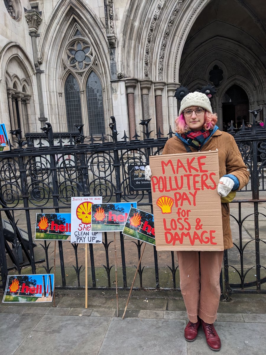 TODAY: Protesters gathered at the High Court in London this morning as Shell faces a four-week trial over oil spills in Ogoniland, Nigeria. This trial is a critical moment in the fight for environmental justice and the right to a clean, healthy, and sustainable environment.
