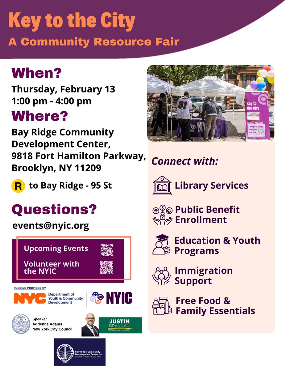 thenyic's tweet photo. 🔑 KTTC: Join us TODAY from 1 pm-4 pm for our Key to the City: Family Resource Fair!

There will be their free resources &amp; services from local orgs, free supplies, &amp; more!

📍:Bay Ridge Community Development Center, 9818 Fort Hamilton Pkwy, Brooklyn, NY 11209 https://t.co/tIcgfrEoKU