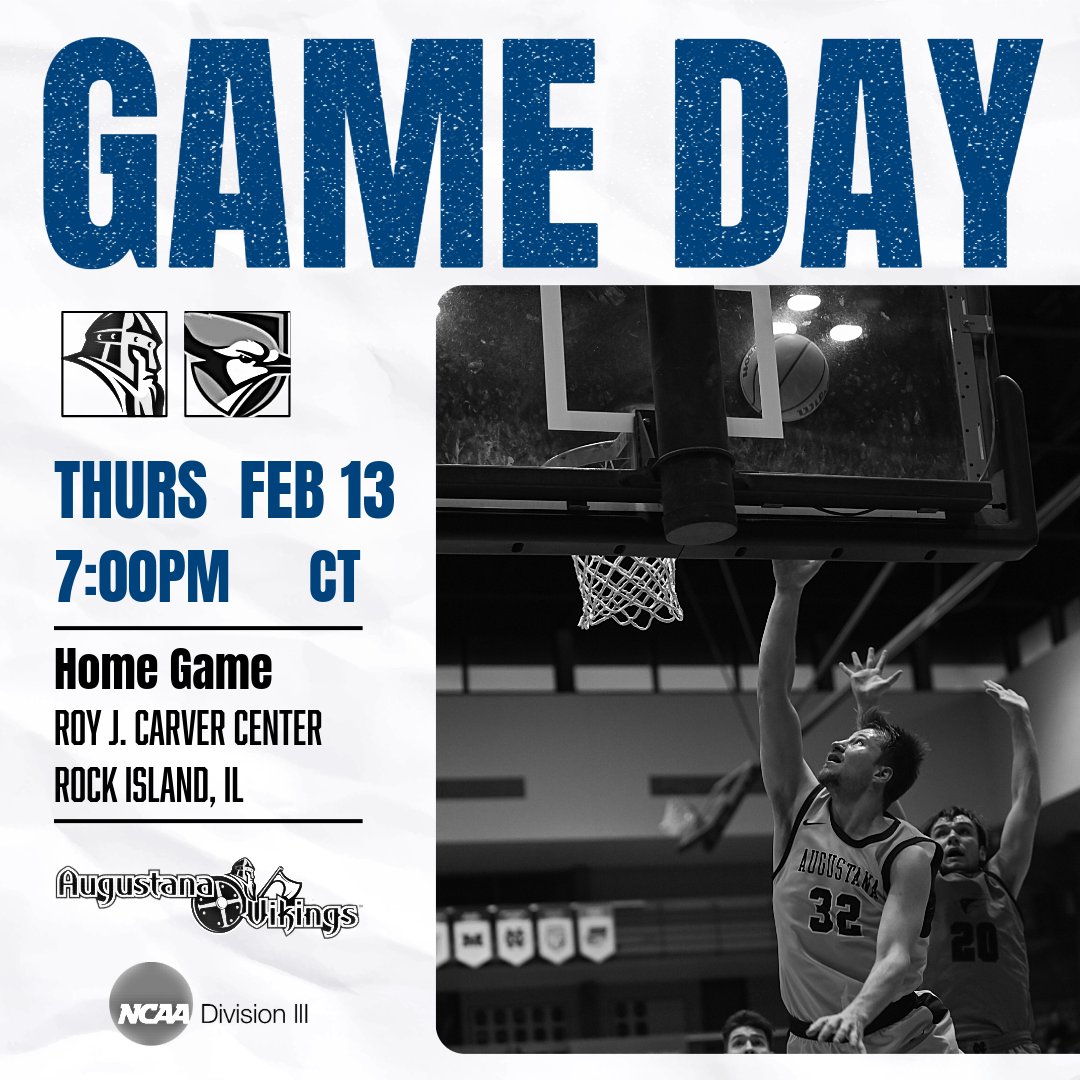 Another meeting with the Bluejays.

🆚 Elmhurst
⏰7:00 p.m.
📍Carver Center
📺youtube.com/@augieathletic…
📊athletics.augustana.edu/sidearmstats/m…

#GoVikes #StayTogetherKeepComing #d3hoops