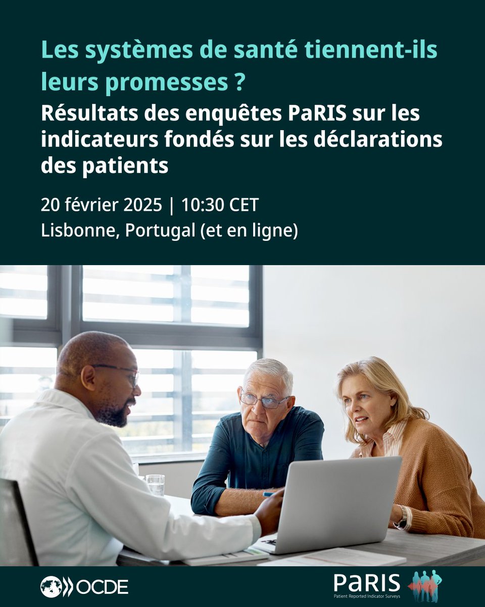 OCDE (@ocde_fr) on Twitter photo Quel est le vécu des patients souffrant de maladies chroniques en matière de #SoinsDeSanté et quel est l’impact sur leur vie perso. ?
Découvrez les rés. de l’enquête PaRIS avec le SG <a href="/MathiasCormann/">Mathias Cormann</a>, Ana Paula Martins (<a href="/saude_pt/">Saúde PT</a> 🇵🇹 ) & <a href="/stescarpetta/">Stefano Scarpetta</a>.
oecd.org/en/events/2025… Quel est le vécu des patients souffrant de maladies chroniques en matière de #SoinsDeSanté et quel est l’impact sur leur vie perso. ?
Découvrez les rés. de l’enquête PaRIS avec le SG <a href="/MathiasCormann/">Mathias Cormann</a>, Ana Paula Martins (<a href="/saude_pt/">Saúde PT</a> 🇵🇹 ) & <a href="/stescarpetta/">Stefano Scarpetta</a>.
oecd.org/en/events/2025…