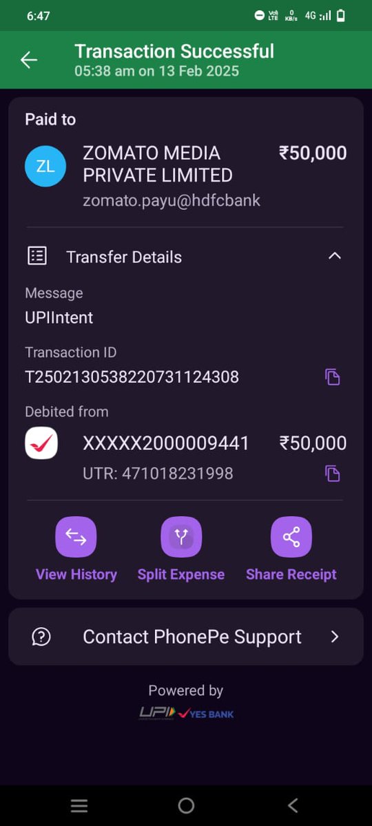 rampalsou29's tweet photo. Dear Sir, someone has defrauded me of ₹50,000 from my bank account. Money has been debited from my account through this UPI ID whose UPI ID is this! This UPI ID is in the name of Zomato...! upi id zomato.payu@hdfcbank
@zomato @zomatocare https://t.co/Fq2VixMgqt