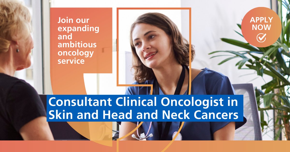 📢 We're excited to welcome a Consultant Clinical Oncologist in Skin, Head and Neck Cancers to join our expanding oncology service.
Our innovative team are dedicated to providing a comprehensive range of oncology services for our communities. 
Apply ➡️ ow.ly/Bf0I50UZnPx
