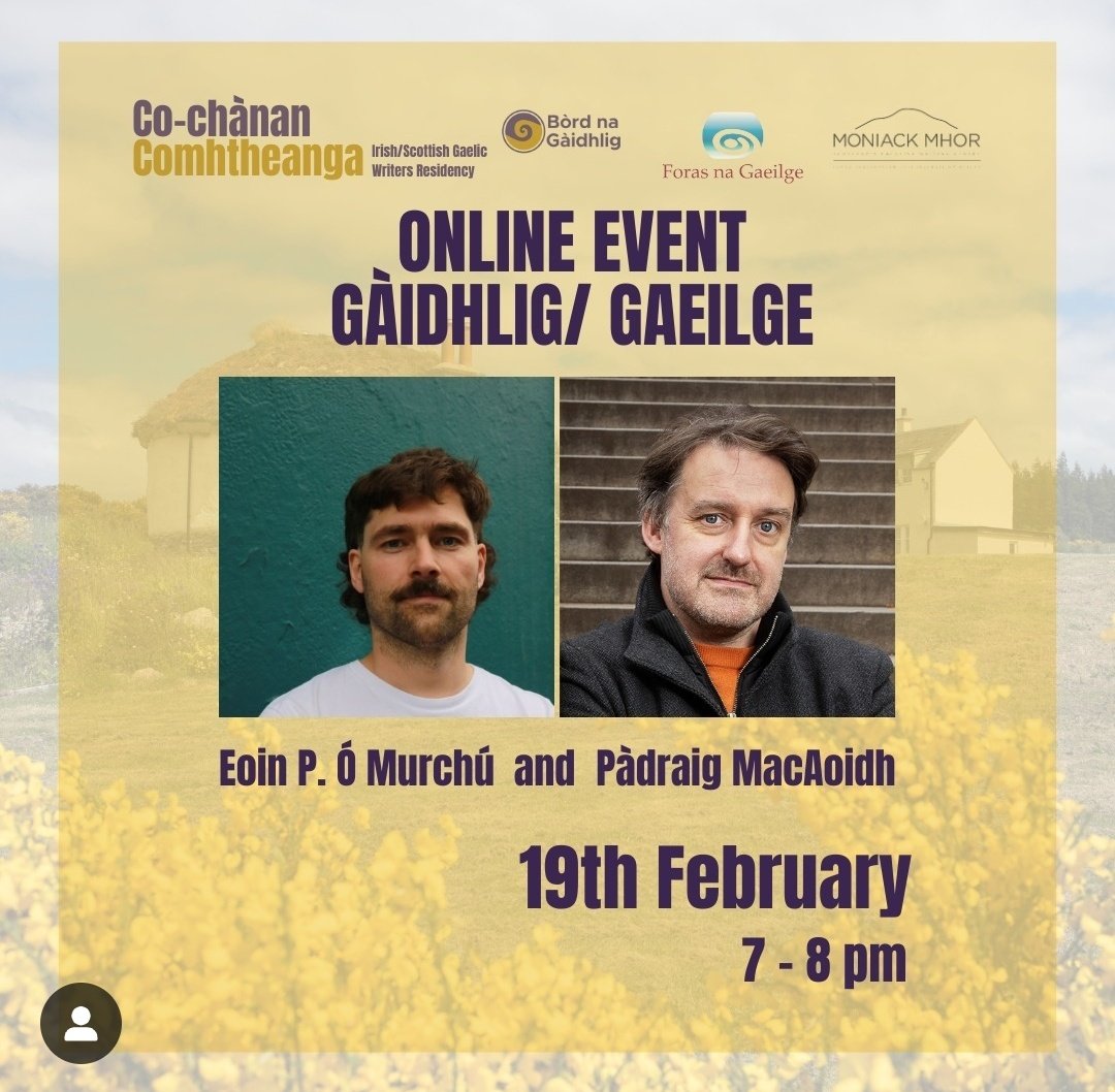 Eoin P. Ó Murchú 🇵🇸 (@murchadhmor) on Twitter photo Beidh sé seo ar siúl agamsa is ag Pàdraig Dé Céadaoin seo chugainn!
Togra úr craiceáilte Gaeilge ⁊ Gàidhlig agus beagán cainte faoi rudaí fánacha eile (irn-bru, camanachd srl) moniackmhor.org.uk/courses/online…
<a href="/moniackmhor/">Moniack Mhor</a> Beidh sé seo ar siúl agamsa is ag Pàdraig Dé Céadaoin seo chugainn!
Togra úr craiceáilte Gaeilge ⁊ Gàidhlig agus beagán cainte faoi rudaí fánacha eile (irn-bru, camanachd srl) moniackmhor.org.uk/courses/online…
<a href="/moniackmhor/">Moniack Mhor</a>
