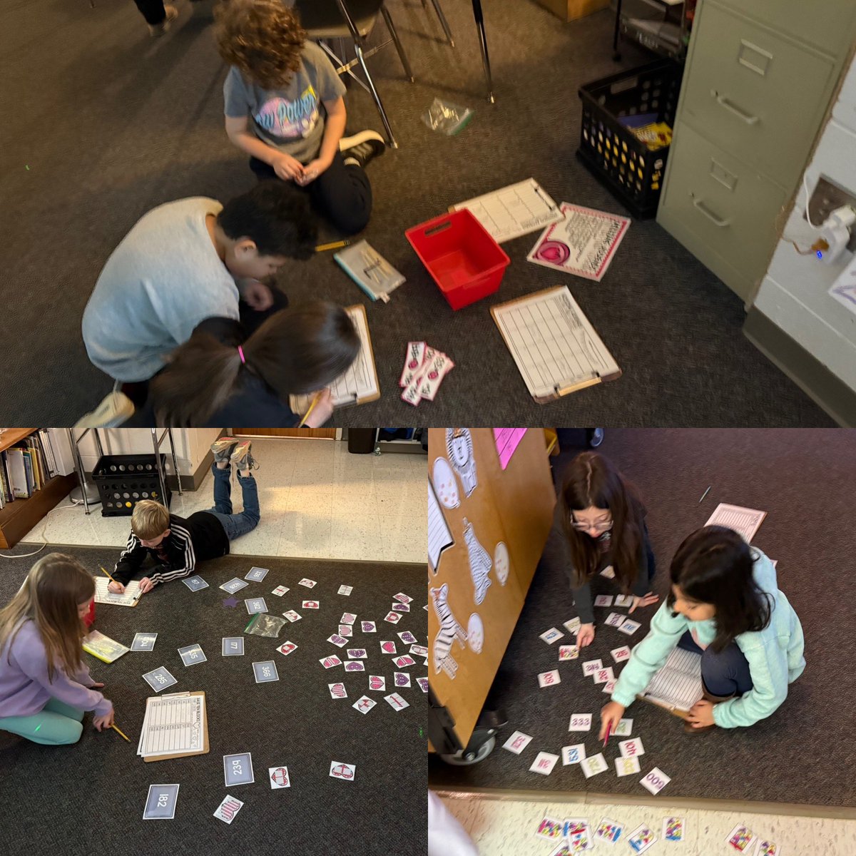 Working together on Valentine’s math centers! 🩷