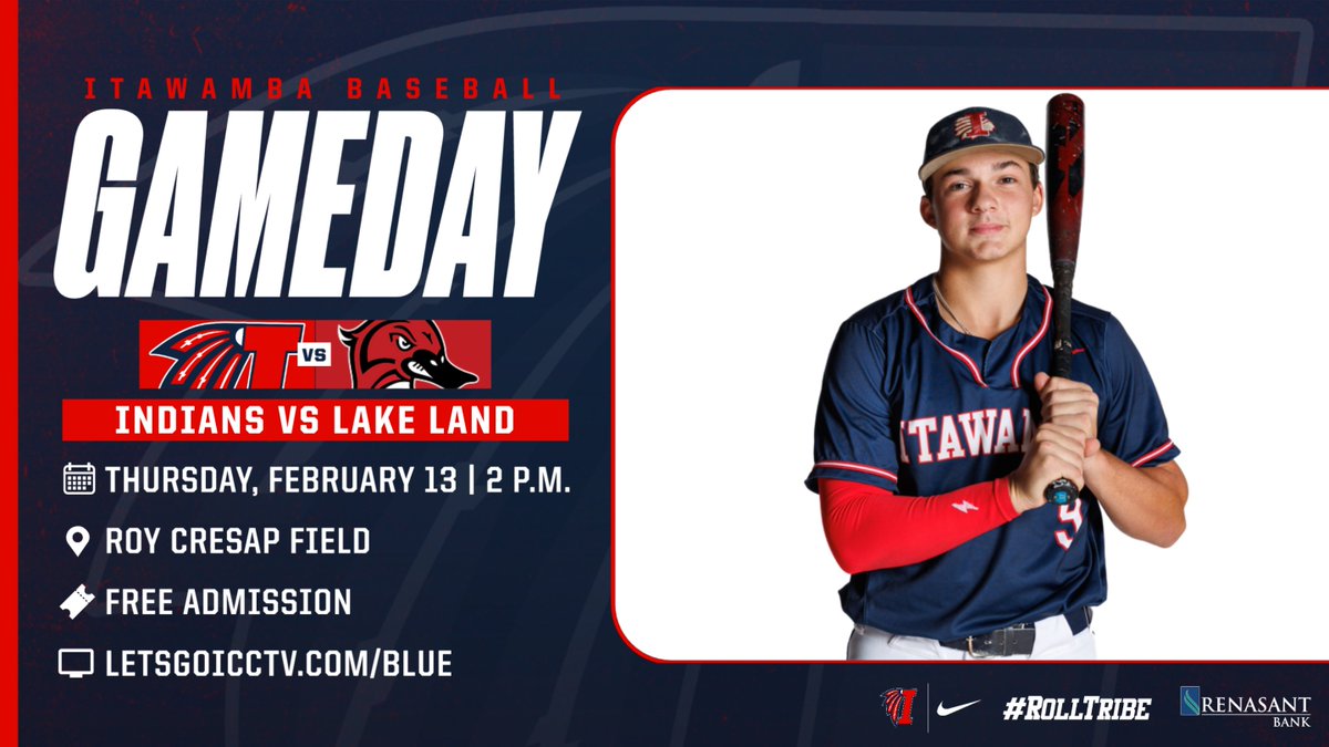 #ICCBSB GameDay!
⚾ vs Lake Land
🕑 2 p.m.
📍 Roy Cresap Field
🎟️ Free Admission
ℹ️ GameDay Program: view.gogipper.com/page/2636070
📺 LetsGoICCTV.com/blue
🏹 #RollTribe
