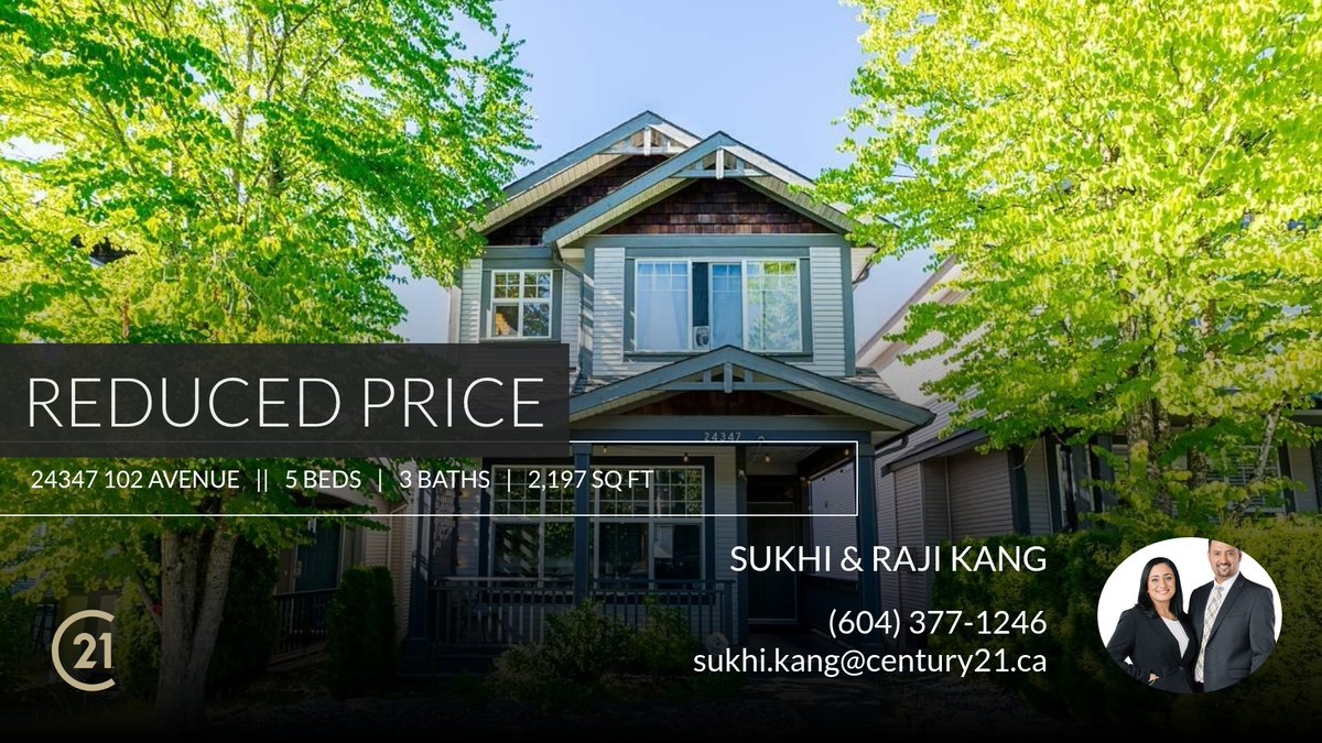 📍 Reduced Price 📍 This recently reduced home at 24347 102 Avenue in Maple Ridge won't last long, so, don't wait to set up a showing! Reach out here or at (604) 377-1246 for more information! c21.ca/mls/R2944955