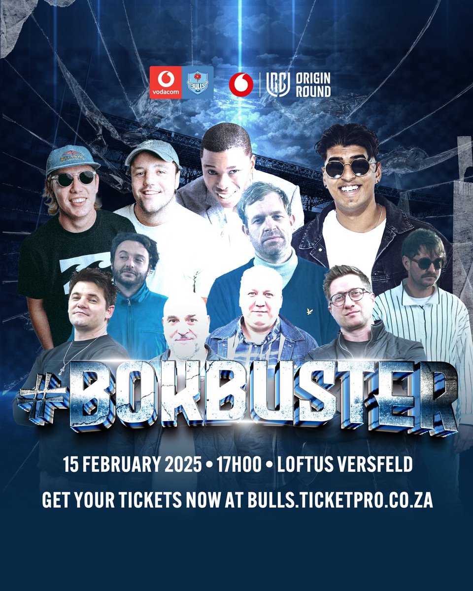 BlueBullsRugby's tweet photo. ‼️ARTIST LINE-UP‼️

You don't want to miss this one 🥶

🏆Vodacom Bulls vs Hollywoodbets Sharks
🗓️15 February 
⏰KICK-OFF: 17:00 
📍LOFTUS
🎟️TICKETS ➡️ https://t.co/21yihK3T1Z 

@Vodacom #URC | @URCOfficial_RSA 

#BokBuster | #FillUpLoftus https://t.co/jbV6yYyKtE