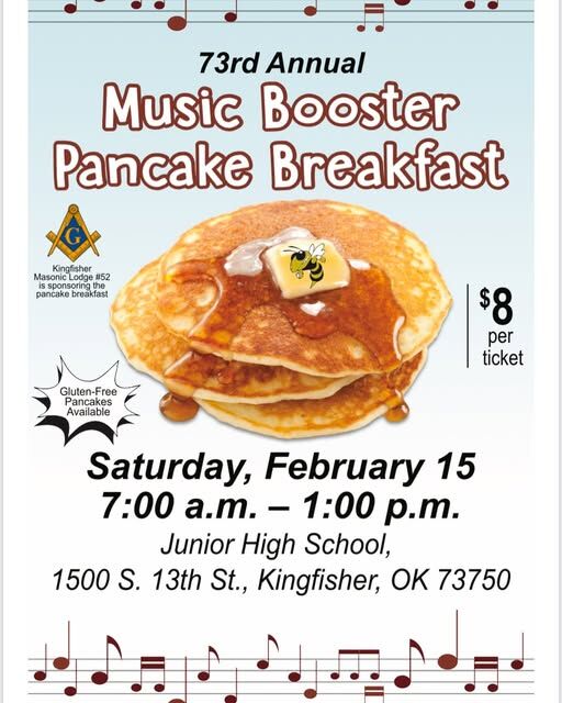 Pancakes! Make plans to attend this time-honored tradition THIS SATURDAY @ Kingfisher Junior High anytime between 7am-1pm--help support o...