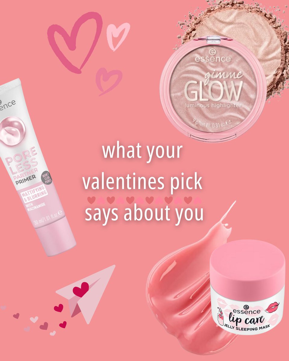 essence_ZA's tweet image. your valentine’s beauty pick = your personality! 💘 are you bold &amp;amp; daring or soft &amp;amp; romantic? find out what your go-to product says about you! 💄✨

#makebeautyfun #essencecosmetics #makeupaddict #makeuplover #memes #makeup