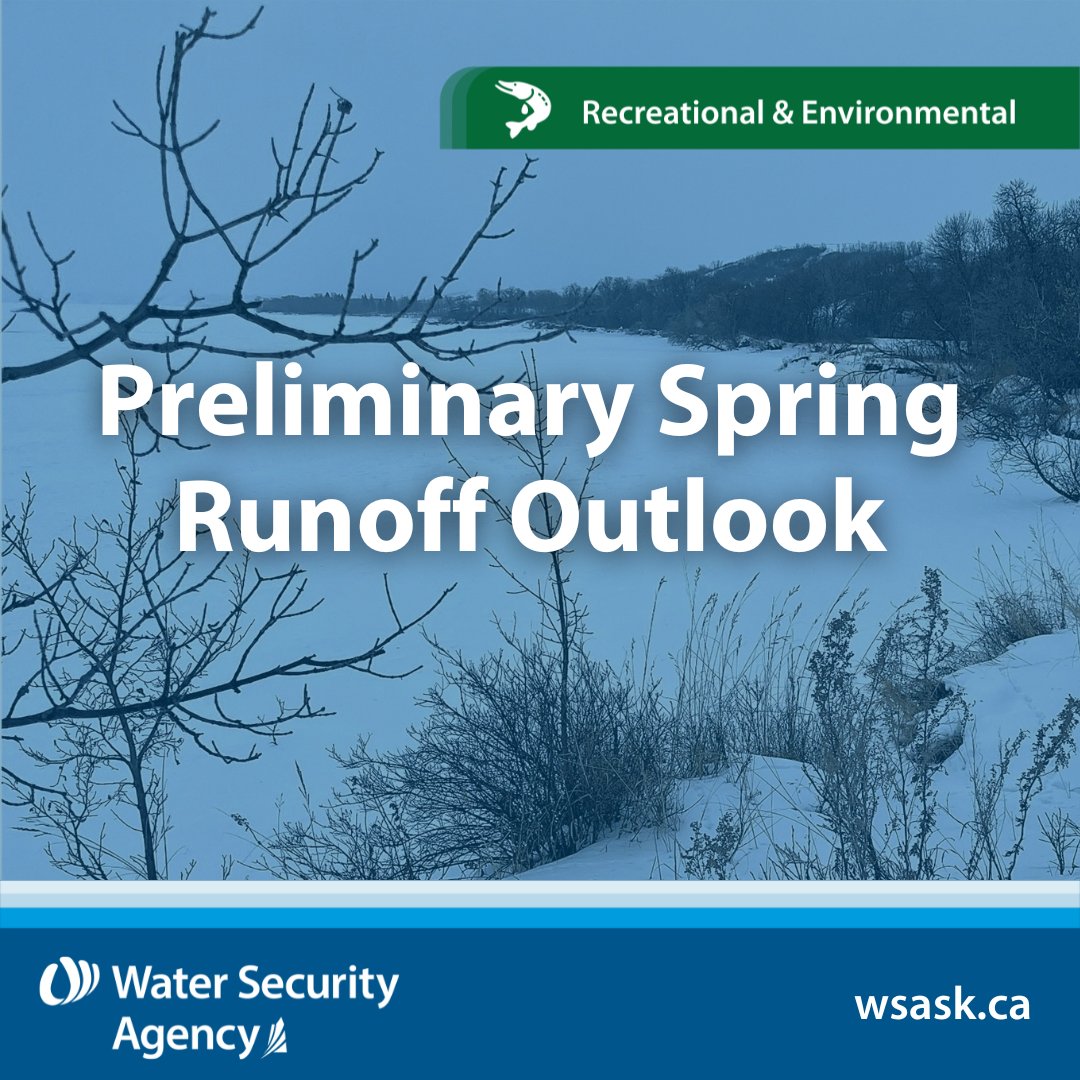 The Water Security Agency has released the Preliminary Spring Runoff Outlook for February. Visit our website to learn more and read the full report: wsask.ca/news/water-sec…