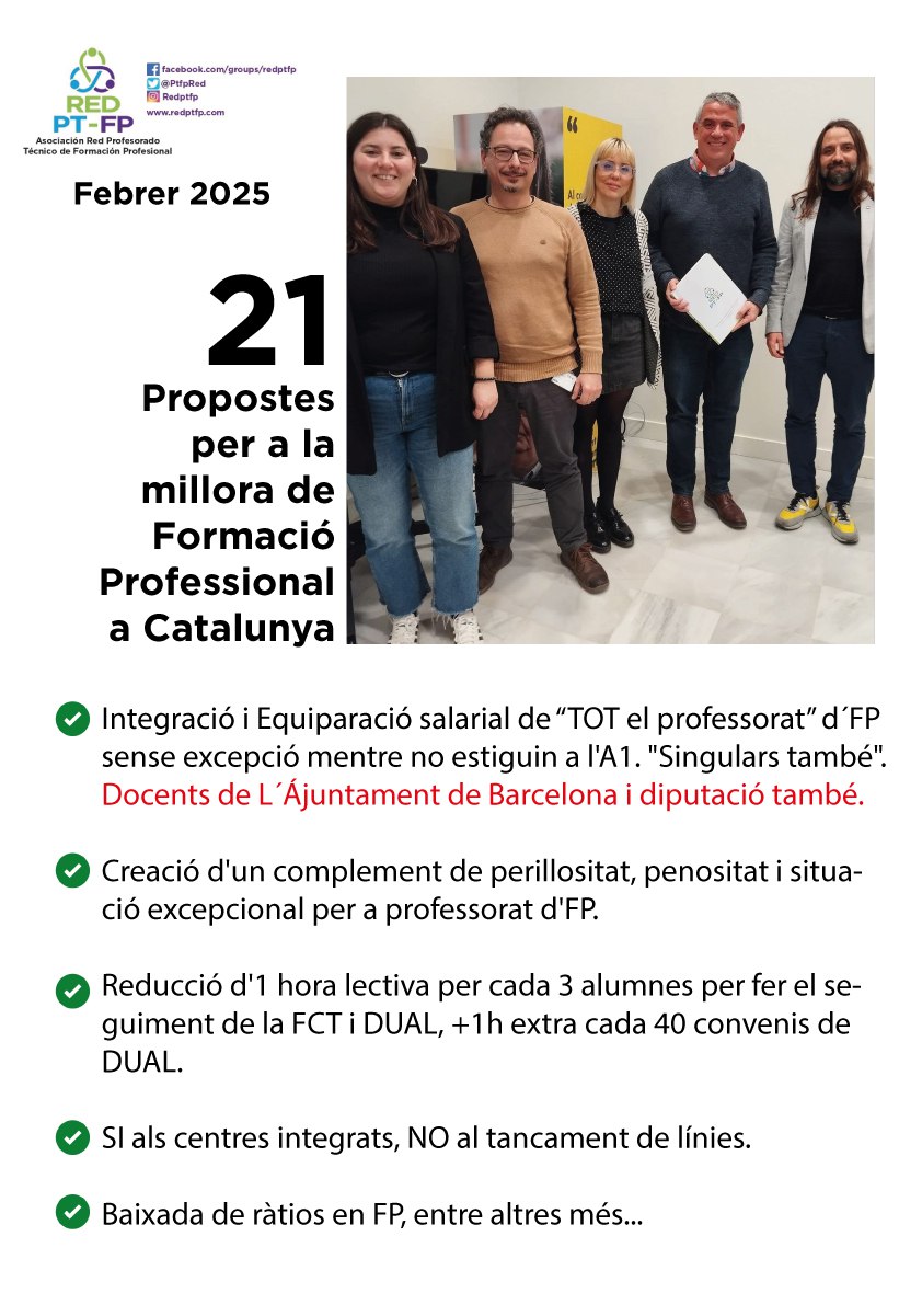 Hem presentat al <a href="/parlamentcat/">Parlament de Catalunya</a> a <a href="/Santandreuenc/">Jordi Albert</a> i <a href="/marbesses/">Mar Besses i Casanovas</a> les nostres principals 21 propostes per millorar la formació professional #FP a Catalunya durant els propers 4 anys.