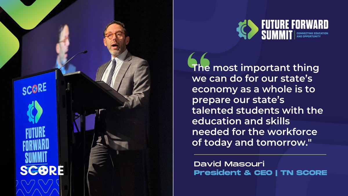 Our Future Forward Summit is underway with nearly 400 education and business leaders gathered to explore ways to chart new pathways so that TN students find success in their journey from education to a thriving career. #FutureForwardTN tnscore.org/what-we-do/col…