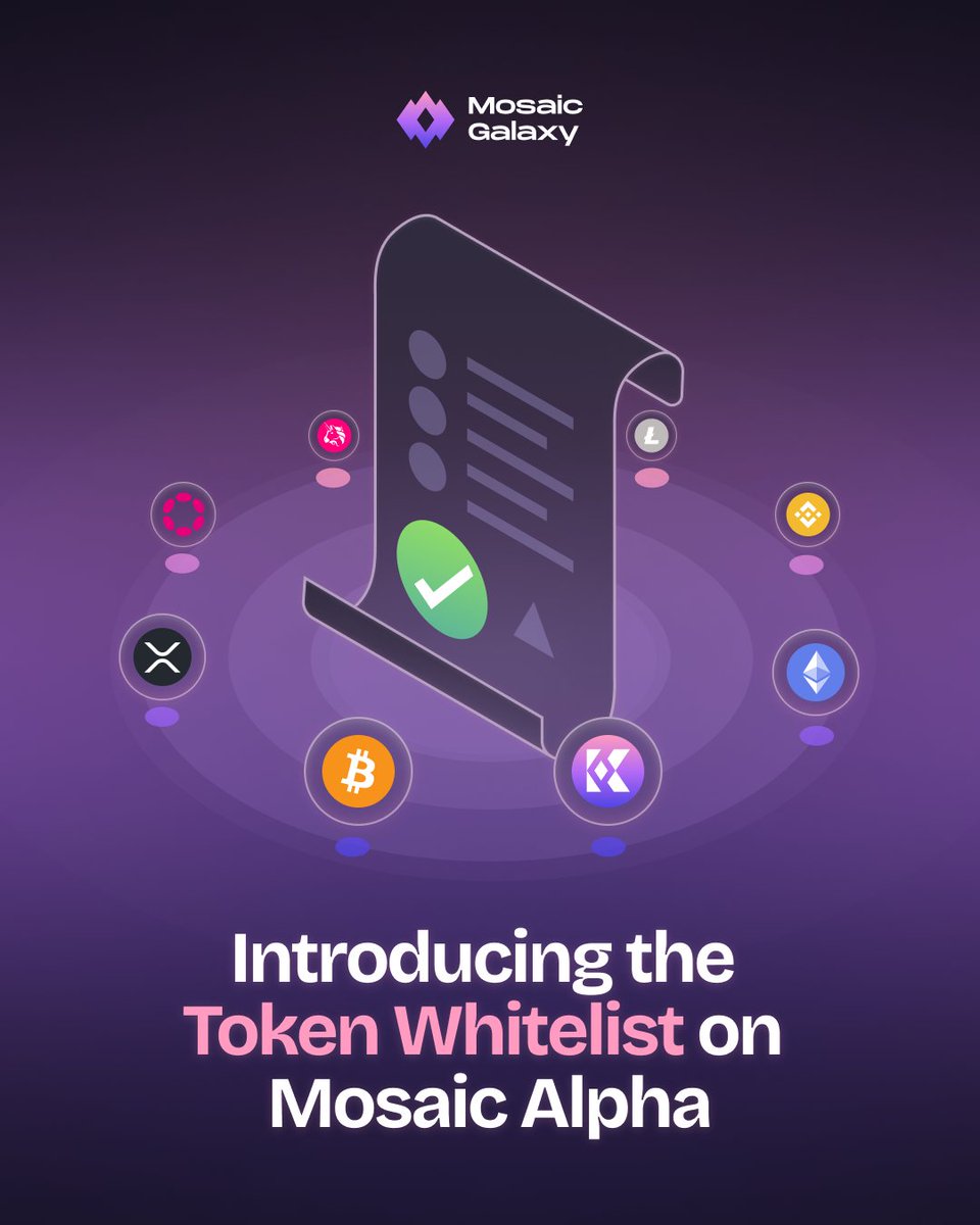 MosaicChain's tweet photo. ๐ Introducing the #MosaicAlpha Token Whitelist
The whitelist is a carefully selected list of #cryptocurrencies that meet strict security and reliability standards. To protect our users, only whitelisted tokens can be included in #tokenbasketsโadding an extra layer of security. On Mosaic Alpha, you wonโt find low-quality tokens.
Why it matters:
โ
Only secure & reliable cryptos included
โ
Transparent projects with clear goals
โ
Carefully selected for safety
โ
No low-quality tokens allowed
Whitelist Criteria:
๐น Binance Smart Chain availability
๐น Adequate liquidity
๐น Verified ERC-20 contract (No taxation)
๐น Public project goals
Start your crypto journey with Mosaic Alpha today! ๐
https://t.co/ZbJKhijtWd