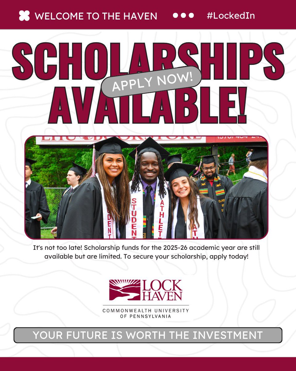 Your future is priceless—and we’re ready to invest in it! Commonwealth University still has merit scholarships available, but they’re going fast! Secure your spot -  reduce your tuition costs!
Don’t wait—apply today! 🔗 commonwealthu.edu/cost-and-aid/s…