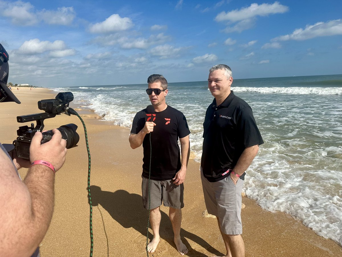 RealBenShelton's tweet photo. Switched things up and filmed the @FloRacing Race Day on the beach today. Back to the track tonight at Volusia Speedway Park. #Speedweeks2025 #ThreeToGo https://t.co/vUn3Og0N0i