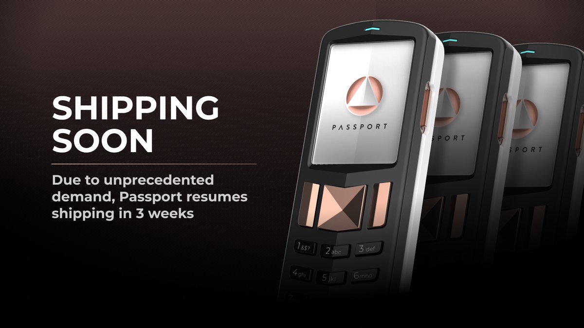 🚨 Shipping Update 🚨

Recent demand for Passport has been at unprecedented levels, depleting all stock at our US factory. Don’t worry - more are in production and will be shipping in the next 3-4 weeks.

Orders to the EU are completely unaffected.

See below for more info 👇🏻