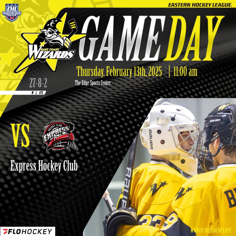 Another battle with the 🚂 🔜 

🆚 <a href="/ExpressJrMens/">Express EHL</a> 
🏟️ The Edge
⏰ 11:00 AM
📺 <a href="/FloHockey/">FloHockey</a>

#BringTheMagic | #EShow