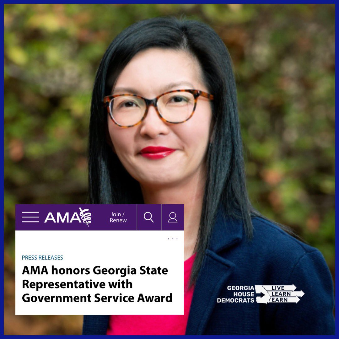 GAHouseDems's tweet photo. On healthcare access, sensible gun legislation, and more — Rep. @AuforGA is a champion for the safety and well-being of Georgians.
Congrats on this well deserved honor from the American Medical Association! 🏥
#LiveLearnEarn #Democrats #GeorgiaDemocrats https://t.co/ObzMsSyYV9