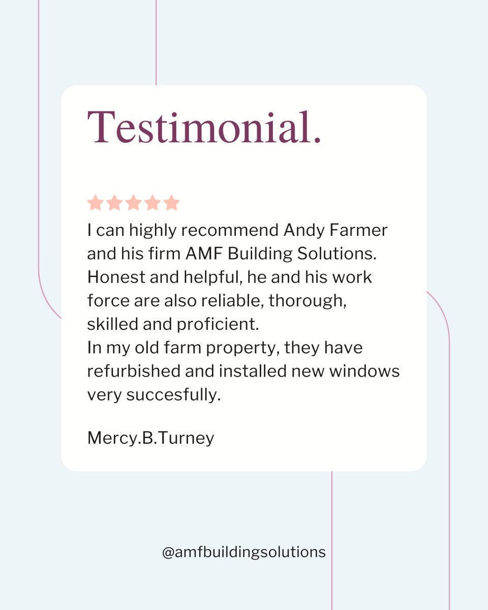 amfbuildingsol's tweet photo. We're thrilled to share another great testimonial from our recent project.
When it comes to working on projects, we want to give you a stress free experience. We manage all additional trades, so you don't have too, ensuring a seamless job! 👏

Follow @amfbuildingsolutions https://t.co/iR5BL8bGKI