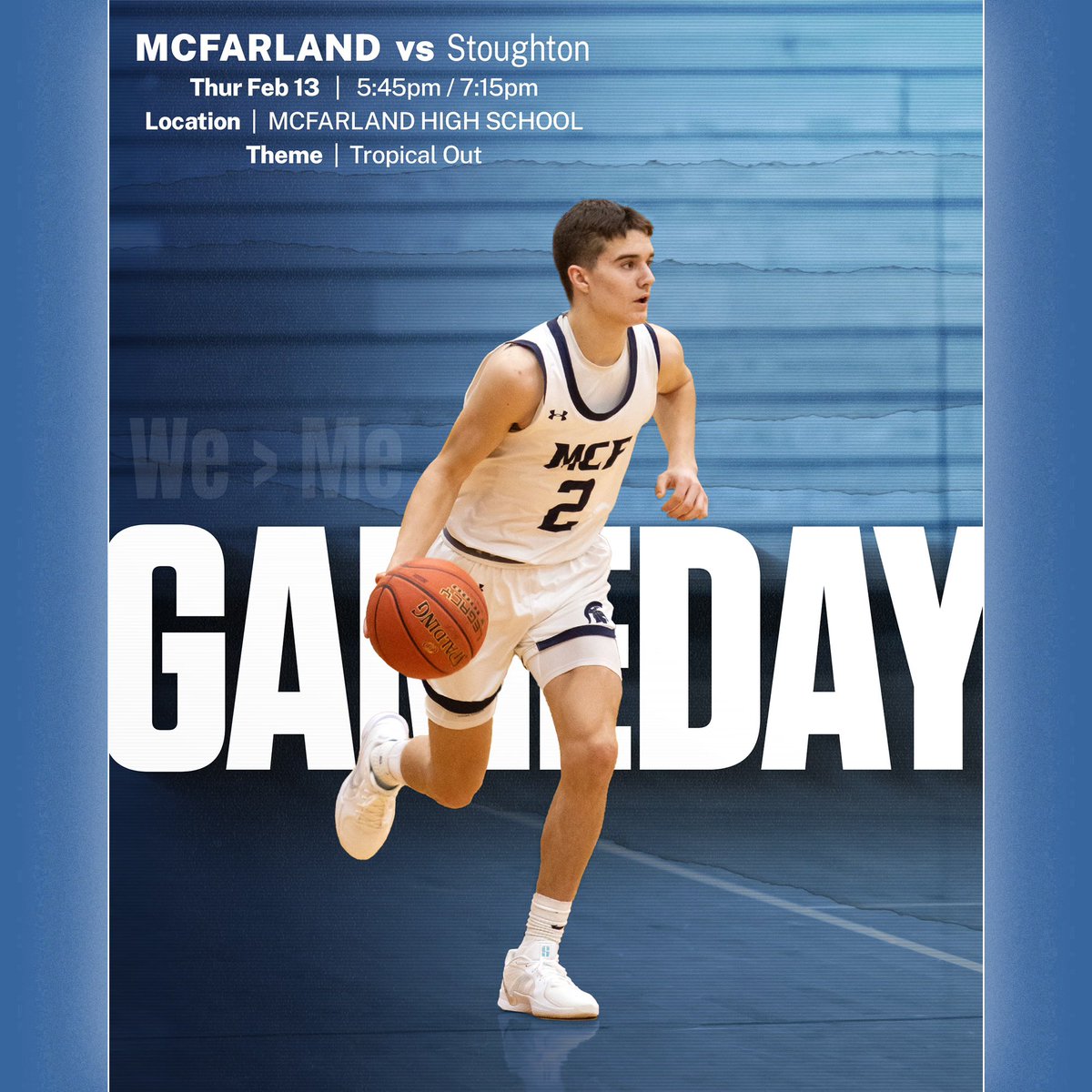 🔥Game Day!🔥Stoughton at McFarland…Badger Small Conference…get to the gym!! Gonna be a good one!

5:45🏀 JV2 vs Stoughton 
5:45🏀 JV1 vs Stoughton 
7:15 🏀 Varsity vs Stoughton 

Livestream: fan.hudl.com/usa/wi/mcfarla…