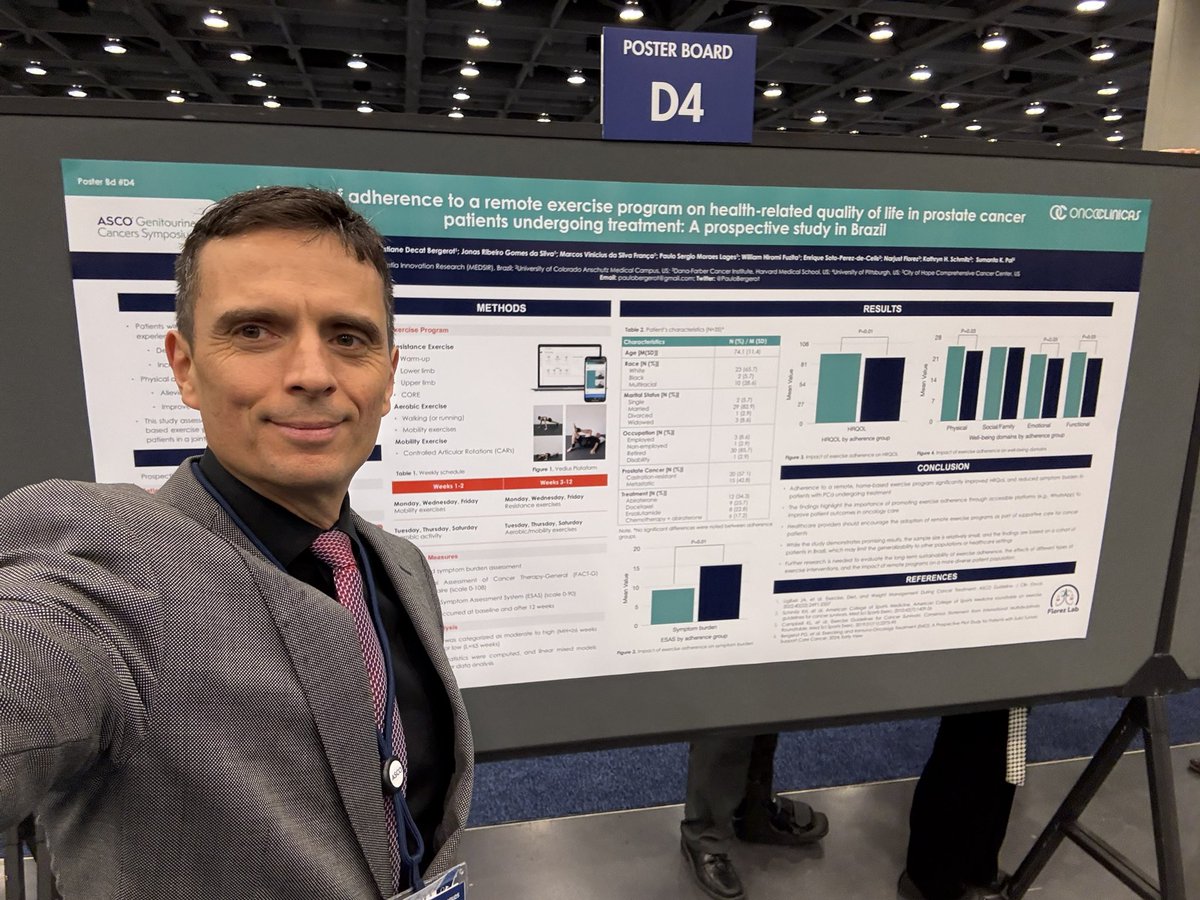Paulo G Bergerot (@paulobergerot) on Twitter photo Excited to present our study on #Prostatecancer & #ExerciseOncology today!
<a href="/ASCO/">ASCO</a> #GU25
Please check it out at the D4 board!
<a href="/crisbergerot/">Cristiane D Bergerot</a> <a href="/DrLages/">dr.paulo.lages.oncologia</a> <a href="/drfuzita/">William Fuzita</a> <a href="/EnriqueSoto8/">Enrique Soto</a> <a href="/NarjustFlorezMD/">Narjust Florez, MD, FASCO</a> <a href="/fitaftercancer/">Dr Kathryn Schmitz</a> <a href="/montypal/">Sumanta K. Pal, MD, FASCO</a> Excited to present our study on #Prostatecancer & #ExerciseOncology today!
<a href="/ASCO/">ASCO</a> #GU25
Please check it out at the D4 board!
<a href="/crisbergerot/">Cristiane D Bergerot</a> <a href="/DrLages/">dr.paulo.lages.oncologia</a> <a href="/drfuzita/">William Fuzita</a> <a href="/EnriqueSoto8/">Enrique Soto</a> <a href="/NarjustFlorezMD/">Narjust Florez, MD, FASCO</a> <a href="/fitaftercancer/">Dr Kathryn Schmitz</a> <a href="/montypal/">Sumanta K. Pal, MD, FASCO</a>