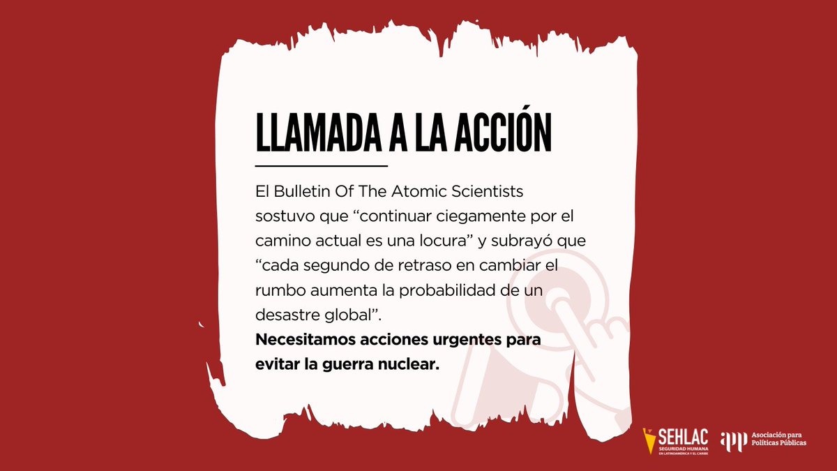 redsehlac's tweet photo. ¿Qué podemos hacer para alejarnos del desastre?
🌎 Exigir desarme nuclear.
🌱 Proteger el planeta.
🤖 Regular el uso de la IA en la guerra.
🛑 El futuro está en nuestras manos. No esperemos a que sea demasiado tarde.
📢 Compartí y sumate al cambio
#89Segundos #RelojDelJuicioFinal https://t.co/Wb0PcolY6p