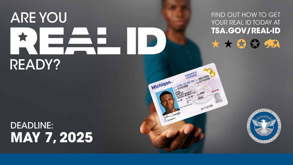 You'll need this updated driver's license or identification card to work on federal jobsites or travel by plane (to the UBC International Training Center, for instance). If your ID doesn't have the star symbols, learn more: usa.gov/real-id