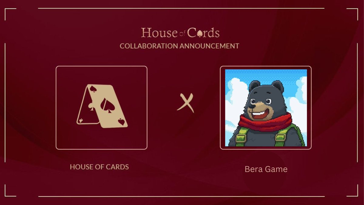 House of Cards X Bera Game

Excited to announce our collaboration with Bera Game! 🎮

Play to Earn on the chain of bears 🐻⛓️