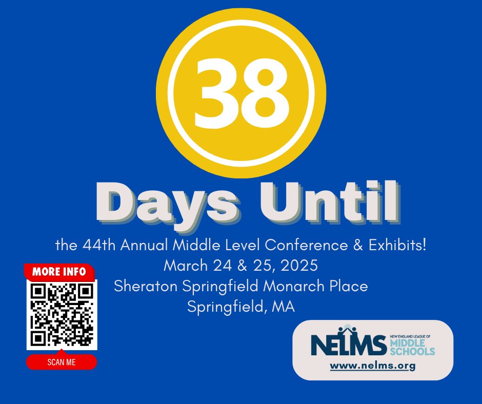 Thirty-eight days until the 44th Annual Middle Level Conference! Are you registered? NO? Well, there is still time to register!
nelms.org/annualconferen…