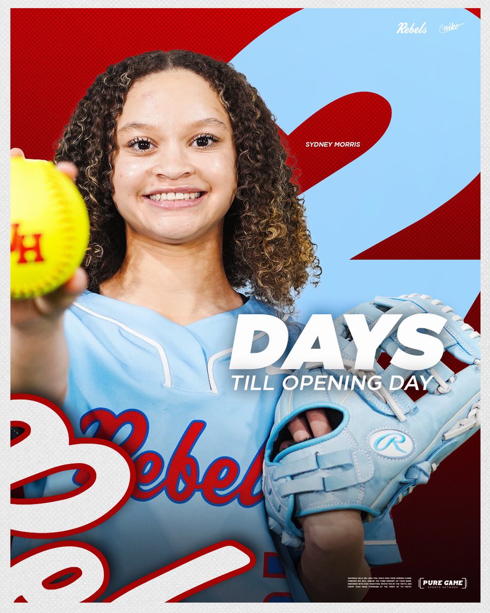 The countdown is on!!! Today we are spotlighting JUNIOR Outfielder Sydney  Morris! 2 DAYS until GAME DAY! #gorebels @1rebelathetics