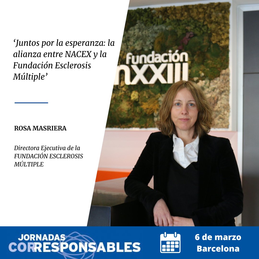 Corresponsables's tweet image. ✅ Arianne Muñoz, Directora de Marketing de @nacex_, y Rosa Masriera, Directora Ejecutiva de @FundacioEM, participarán en la #JAnuario2025BCN del 6M con la ponencia ‘Juntos por la esperanza: la alianza entre #NACEX y la Fundación Esclerosis Múltiple’.

Reserva tu plaza en👉
