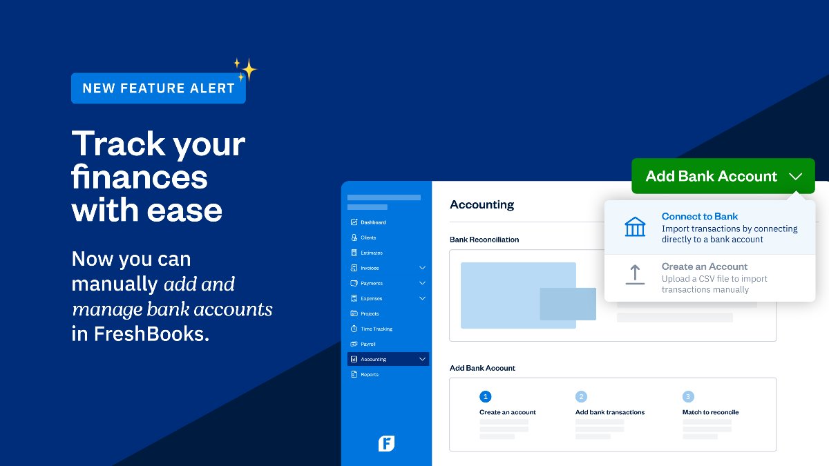 No direct bank connection? No problem. FreshBooks’ new manual bank account feature lets you:

👉 Track, reconcile, and import transactions manually.
👉 Stay aligned with your accountant for smoother workflows.

Learn more:  s.mtrbio.com/ridybzfnfg